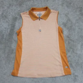 Adidas Climacool Womens Pullover Polo Shirt Sleeveless Orange White Size Small