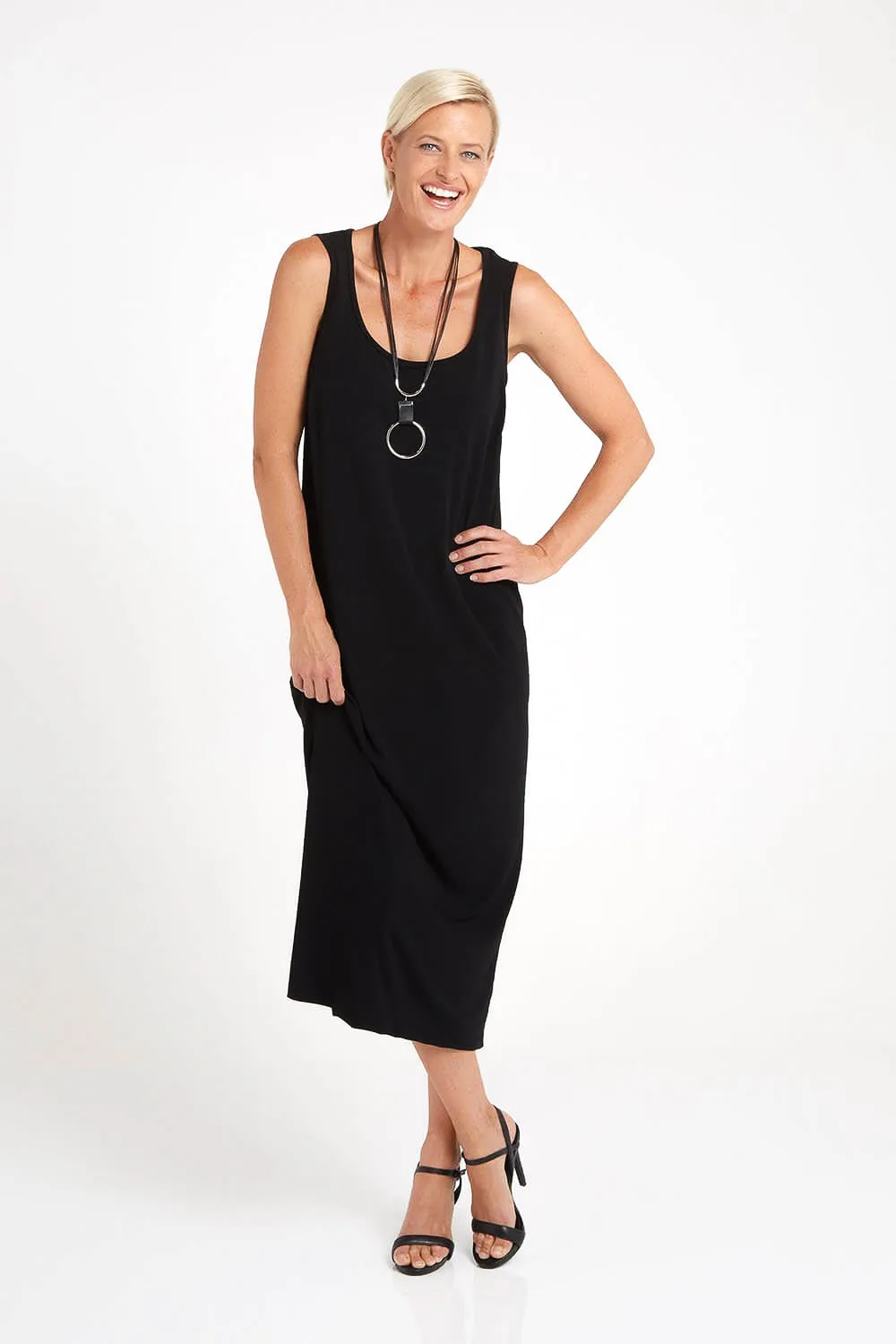 Amy Midi Stretch Slip - Black