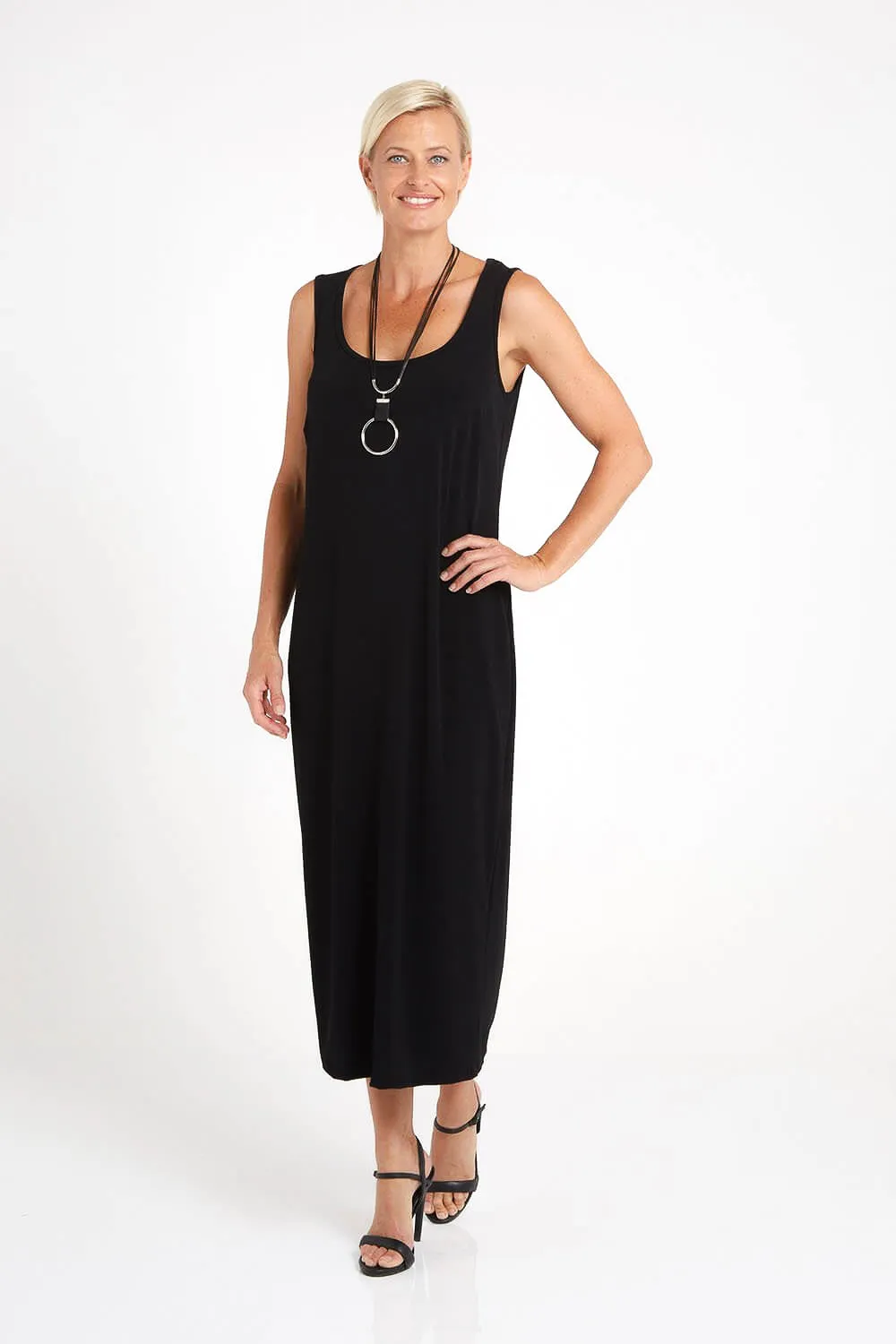 Amy Midi Stretch Slip - Black