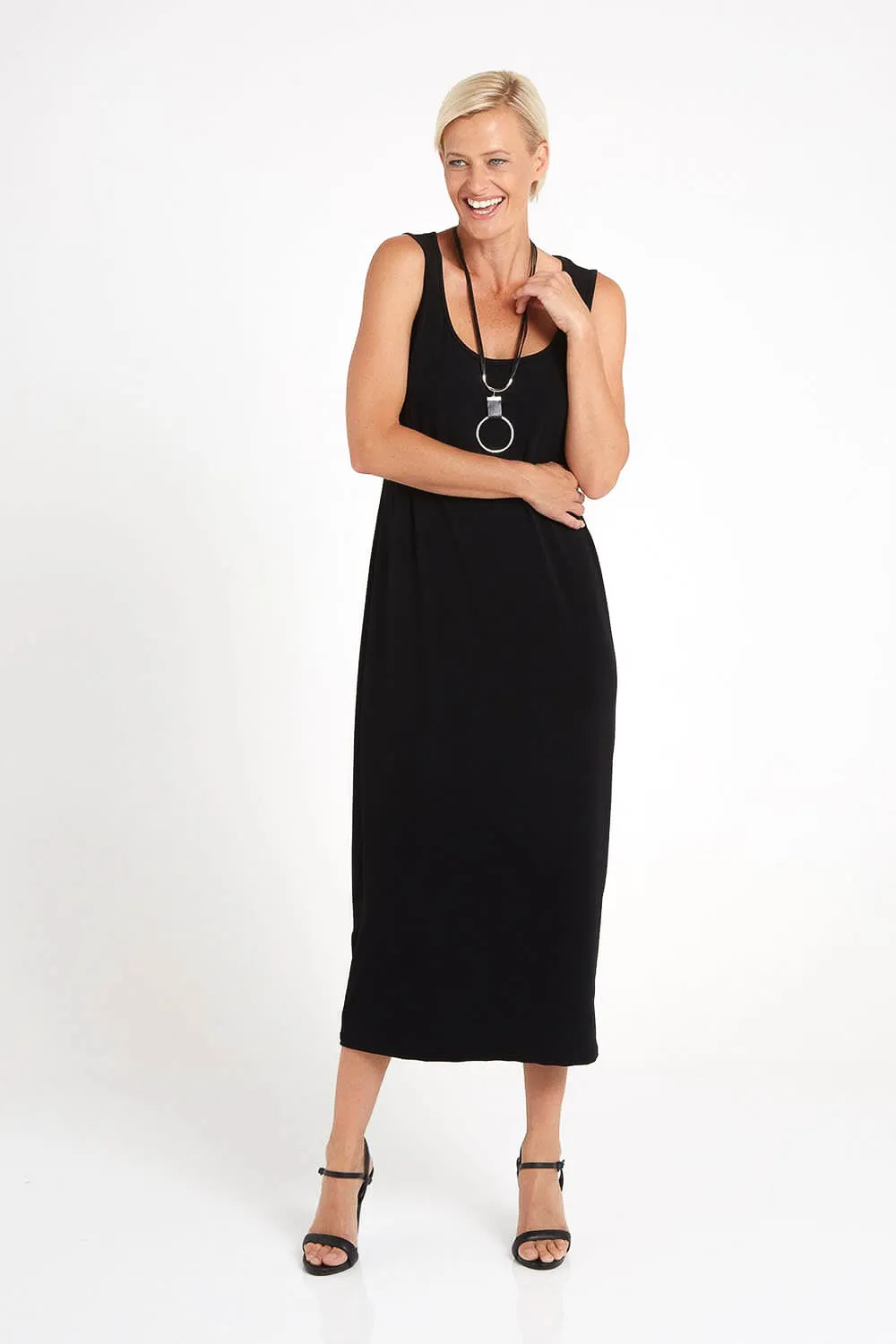 Amy Midi Stretch Slip - Black