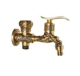 Antique Brass Finish Wall Mount Washing Machine Water Faucet Taps