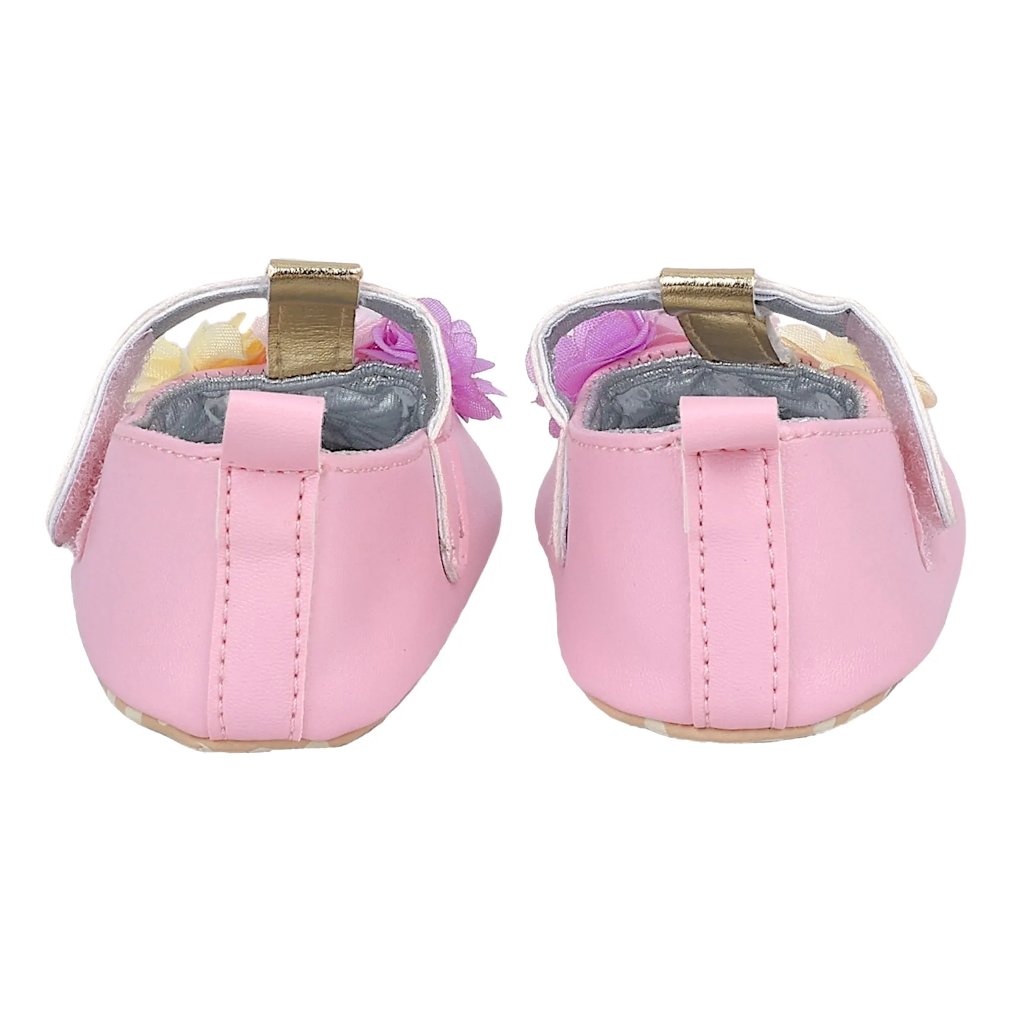 Baby Moo Cute Princess Metallic T-Strap Anti-Skid Ballerina Booties - Pink