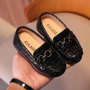 Boy Leather Shoes Black for School Causal Party Wedding Kid Formal Flats Loafers Slip-on Soft soled Children Fashion Dress Shoes