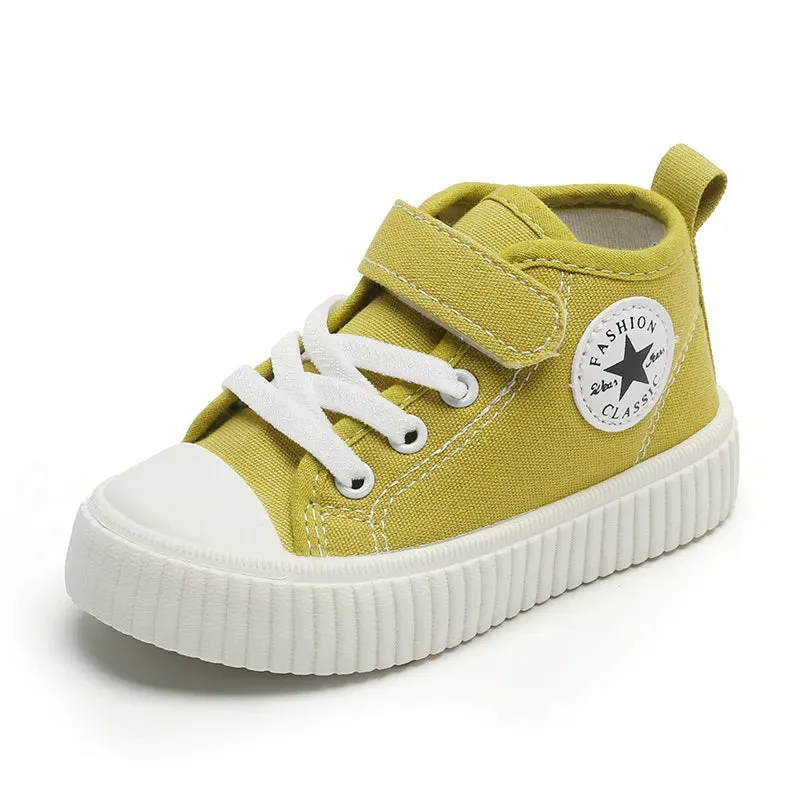 Children Canvas Shoes High Top Boys Sneakers Comfortable Soft Soled Girls Shoes for Kids Sport Baby Fashion Toddler Infant Shoes