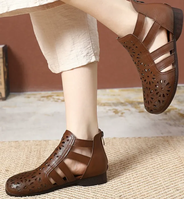 Hollow Genuine Leather Women Shoes, Mesh Summer Sandals/1802