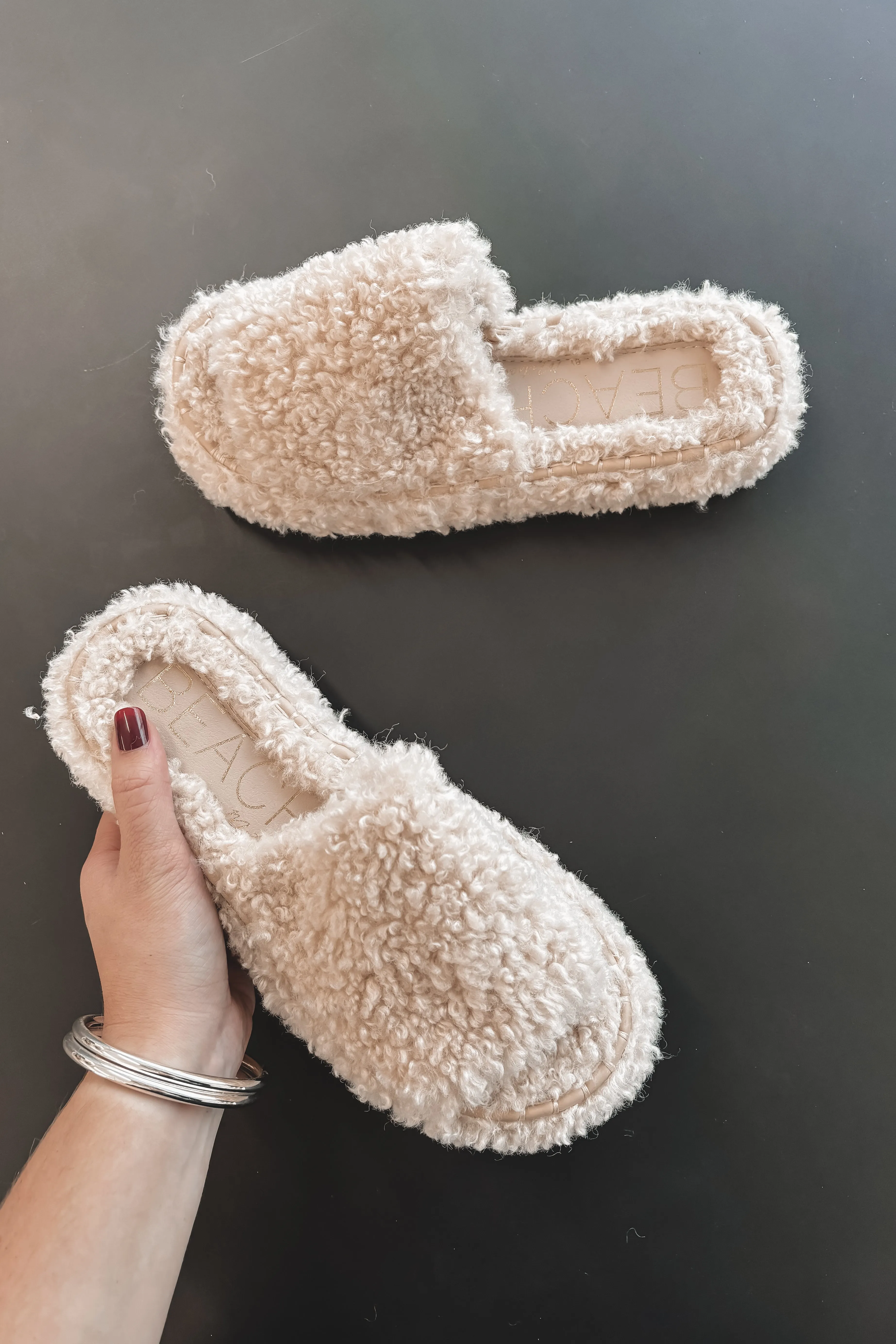 In House Cozy Vegan Sherpa Slip Ons