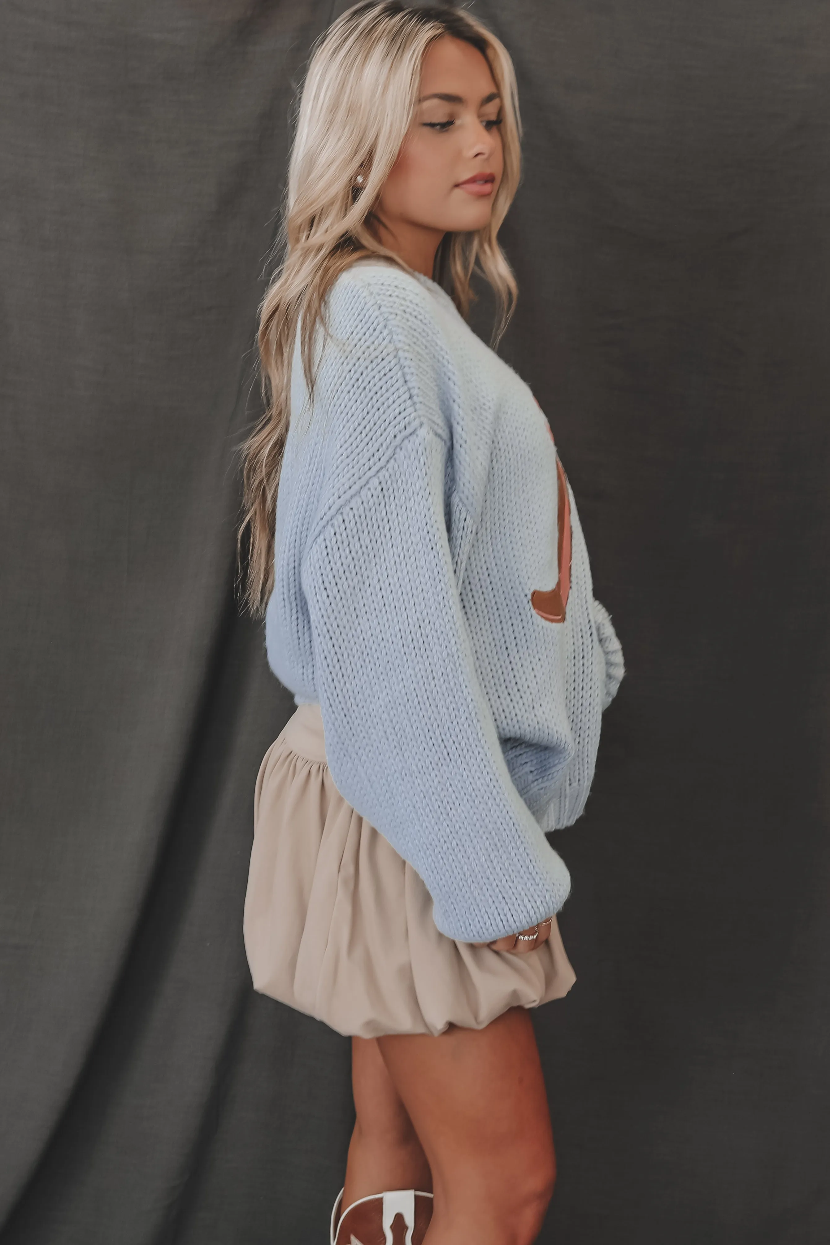 It’s A Cowgirl Thing Knit Light Blue Sweater