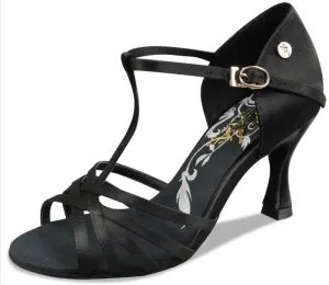 Liberty Dance, L2002-15, Black Satin, 2.5” & 3” Flared Heel