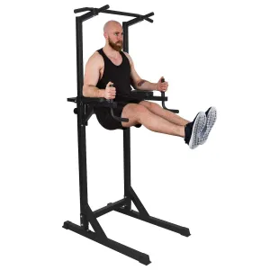 Strength Power Tower Dip Station Pull Up Bar Workout Equipment, Adjustable Height 62.2" to 84.5", Holds Up to 660LBS