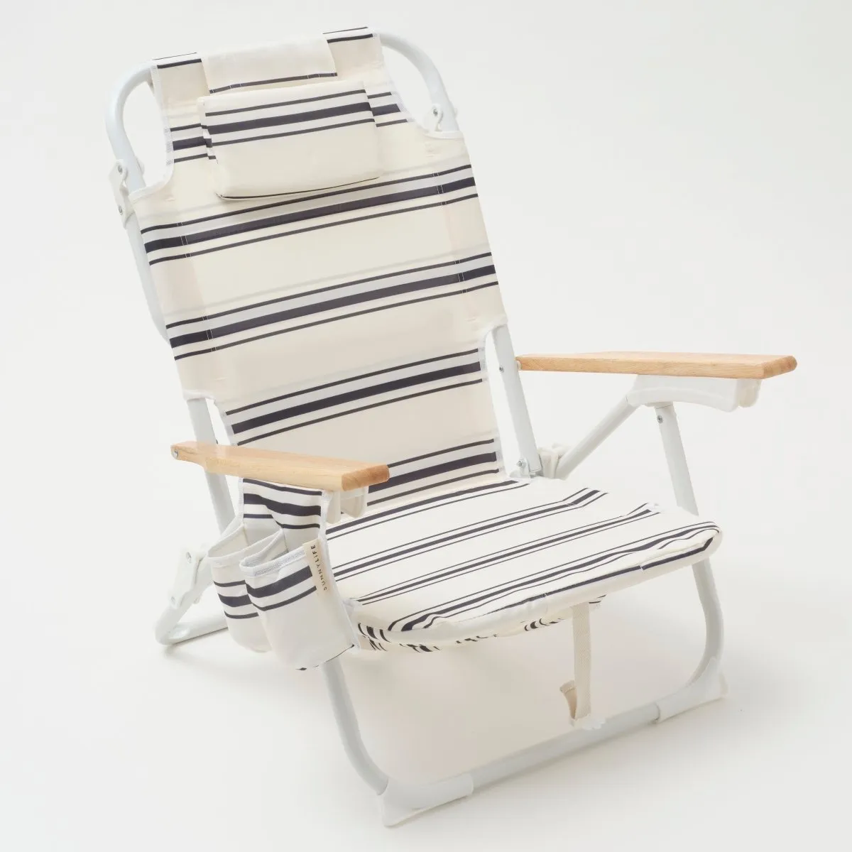 SUNNYLiFE Teal Color Stripes Print Deluxe Beach Chair Casa Fes