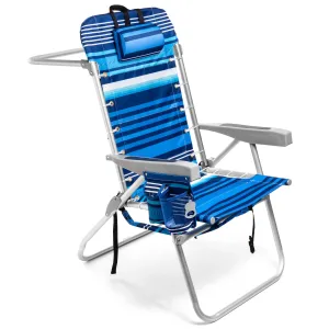 Tall Folding Backpack Beach Chair, Towel bar, Cooler Pouch and Storage