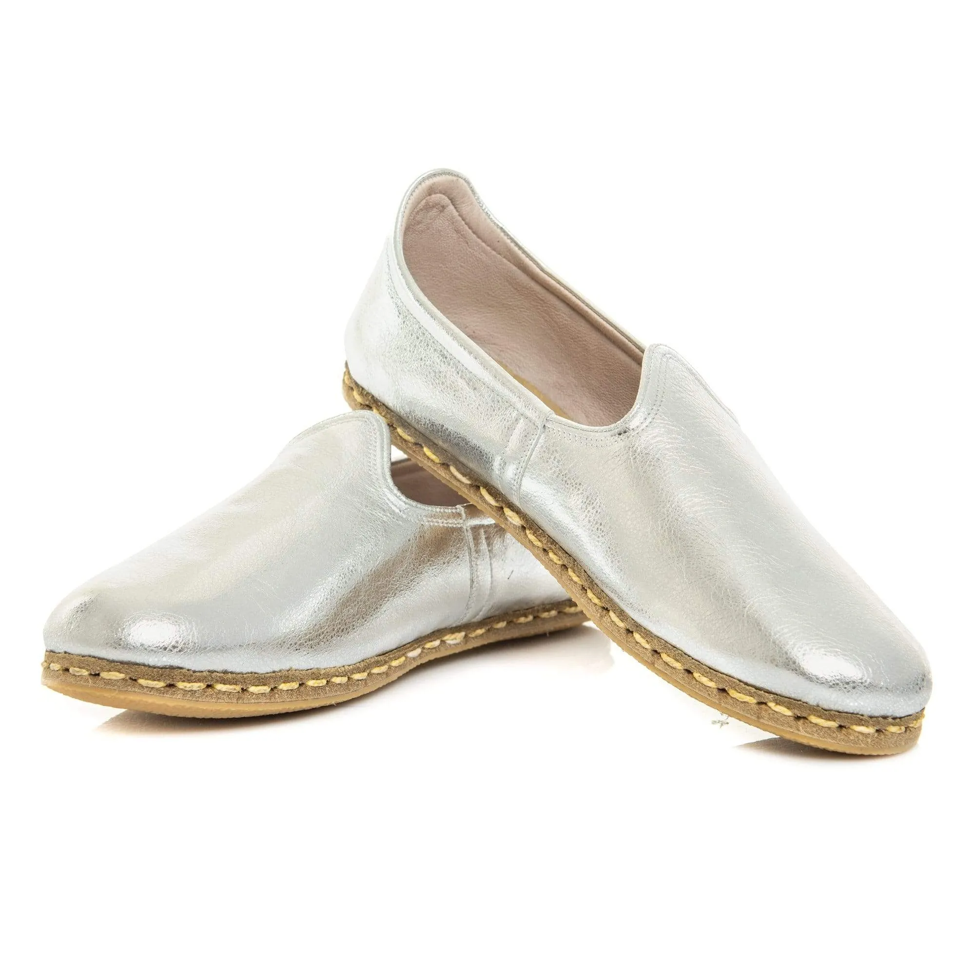 Women's Silver Slip On Shoes